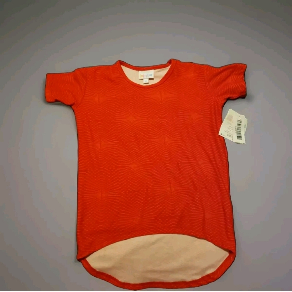 LuLaRoe New With Tags Kids Girls Size 4 Long Back Red  GracieShort Sleeve Shirt